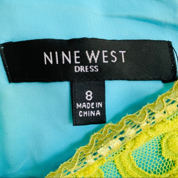 Nine West Lime Green Lace Long Sleeve Dress - Picture 7 of 9